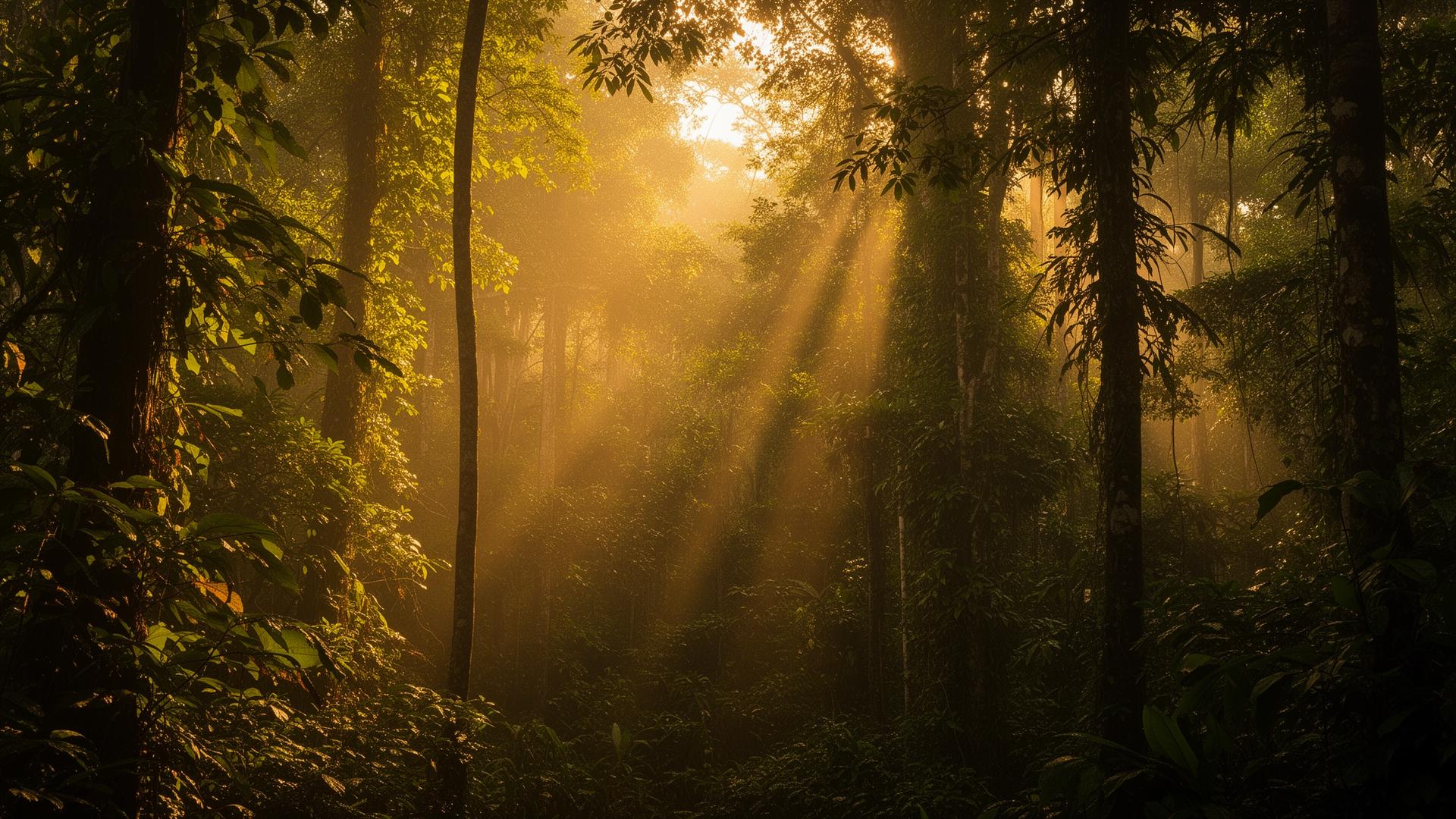 Floresta amazônica ao amanhecer